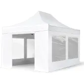 TOOLPORT 3x4,5m, aluminium, easy-up-pavillon, 4 sidedele, hvid