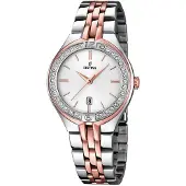 Festina Dameur F16868-2 Dress Hvid/Rosaguldtonet stål Ø33 mm