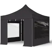 TOOLPORT 3x3m, aluminium, easy-up-pavillon, 4 sidedele, sort