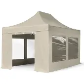 TOOLPORT 3x4,5m, aluminium, easy-up-pavillon, 4 sidedele, creme