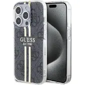 GUESS IML 4G Gold Stripe-etui til iPhone 15 Pro - sort