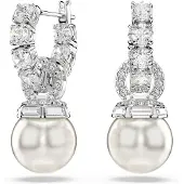 Swarovski Øreringe 'Matrix' sølv / transparent / perlehvid