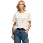 Superdry Superdrytil kvinder. W1011853A Luxe T-shirt cremehvid (M), Casual, Bomuld, Korte ærmer