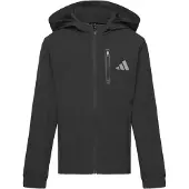 Adidas Junior Drenge Tech vævet jakke med hætte Sort/Grey Four