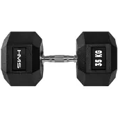 HMS hex-dumbbell, Hex Pro gummieret, 1 x 35 kg