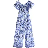 Next Jumpsuit blå / hvid