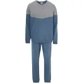 Dagi Pyjamas lang blå-meleret / grå-meleret