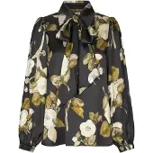 Dea Kudibal Bluse 'Kikkidea' creme / khaki / sort / uldhvid