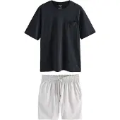 Next Pyjamas kort lysegrå / sort