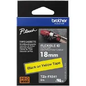 Brother TZe-FX641 labeltape - sort på gul 18mm x 8m - Flexible ID
