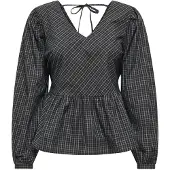 JDY Bluse 'JDYVilda' cappuccino / lysegrå / sort