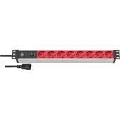 Brennenstuhl 19" Alu-Line stikkontakt 8-vejs Schuko, C14-stik, 10A, 2m