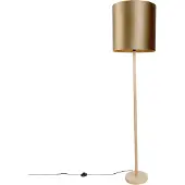 QAZQA Gulvlampe i træ med bronzefarvet velourskærm 40 cm - Mels