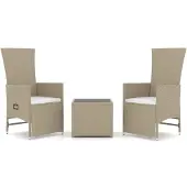 vidaXL loungesæt til haven 3 dele polyrattan og stål beige