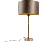 QAZQA Bordlampe bronze med fløjlsskærm brun 35 cm - Parte