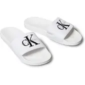 Calvin Klein Pantoletter 'ESS' sort / sølv / hvid