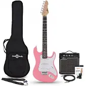 Gear4Music 3/4 LA Elektrisk Guitar + Forstærkerpakke Pink