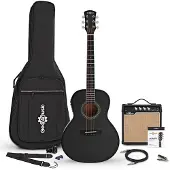 Gear4Music Parlour Electro Acoustic Guitar Black 15W Acoustic Amp & Accessory Pack