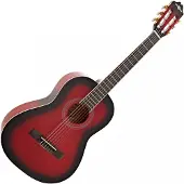 Gear4Music Deluxe 3/4 Classical Guitar by Trans Red Burst