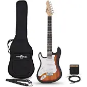 Gear4Music 3/4 LA Venstrehånds Elektrisk Guitar + Mini-forstærker Sunburst