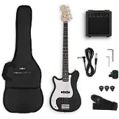Gear4Music VISIONSTRING Left Handed Bass Guitar Pack Black