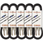 Gear4Music Pakke med 5 Jack Instrumentkabler 6m