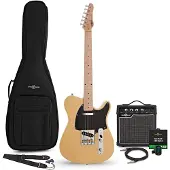 Gear4Music Knoxville elektrisk guitar Butterscotch 10W guitarforstærker og tilbehørspakke