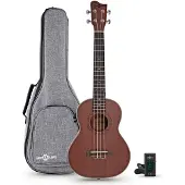 Gear4Music Sapele Tenor Electro-Ukulele Pack fra