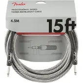 Fender Professionelt 15 Fod Langt Lige Instrumentkabel Hvid Tweed