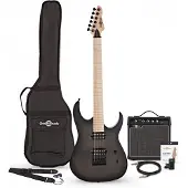 Gear4Music Harlem S elektrisk guitar + 15W forstærker Pack Trans Black