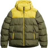 Superdry Superdrytil mænd. M5012281A Quiltet jakke Colorblock grøn (XL), Casual, Genanvendt polister, Bæredygtig