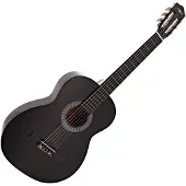 Gear4Music Klassisk Guitar Sort fra