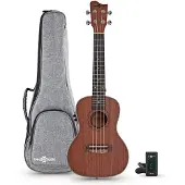 Gear4Music Sapele Concert Electro-Ukulele Pakke fra