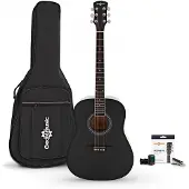 Gear4Music Dreadnought Akustisk Guitar fra + Tilbehørspakke Sort
