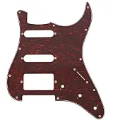 Gear4Music Guitarworks 11-hullers HSS Plekterbræt Rød Skildpaddeskal