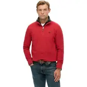 Superdry Superdrytil mænd. M2014381A Preppy rød sweatshirt med halv lynlås (M), Casual, Bomuld