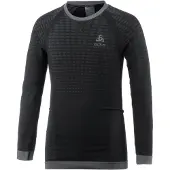 Odlo - Skiundertøj børn - BL Top Crew Neck LS Performance Warm Kids Black/Graphite Grey til Unisex - Børnetoj Størrelse 140 cm - Sort