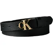 Calvin Klein Bælte 'Pebble Grain Monogram Buckle' sort