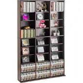 Vevor medieopbevaringsskab, 9-lags DVD-hylde, plads til op til 756 cd'er, justerbare cd-hylder, 27 rum, beskytter og organiserer musik-, film-, videospil- eller memorabilia-samlinger, espresso