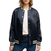 Superdry Superdrytil kvinder. W5012059A Varsity satinjakke navy (XL), Casual, Polyester, Blå
