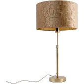 QAZQA Bordlampe bronze med fløjlsskærm krokodille 35 cm - Parte