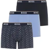 BOSS BOSStil mænd. 50554438 Sæt med 3 blå Diary-boksere (M), Afslappet, Bomuld