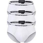 Emporio Armani Emporio Armanitil mænd. EM000258_AF14132 Sæt med 3 hvide, strikkede trusser med stretch (S), Afslappet, Bomuld