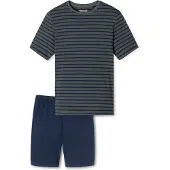 Schiesser Pyjamas kort 'Casual Essentials' blå / grå / sort