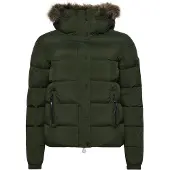 Superdry Superdrytil kvinder. W5011178A Kort mellemvægtsjakke med hætte, grøn (S), Casual, Nylon