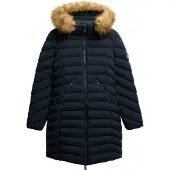 Superdry Superdrytil kvinder. W5011999A Fuji Faux Fur Coat navy (L), Casual, Polyester, Blå