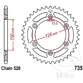 JT Sprockets 520 Jtr735.42 Steel Bagtandhjul