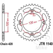 JT Sprockets 428 Jtr1140.63 Steel Bagtandhjul
