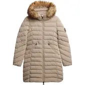 Superdry Superdrytil kvinder. W5011999A Fuji Faux beige frakke (XXL), Casual, Genanvendt polister, Bæredygtig