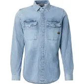 G-Star G-Startil mænd. D29312-D252-H090 Marine Denim Slim Slim skjorte blå (M), Casual, Bomuld, Lange ærmer